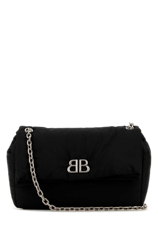 Balenciaga Women Black Nylon Medium Monaco Shoulder Bag