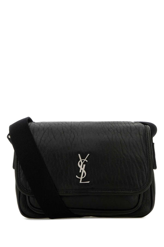 Saint Laurent Men Black Leather Small Messenger Crossbody Bag