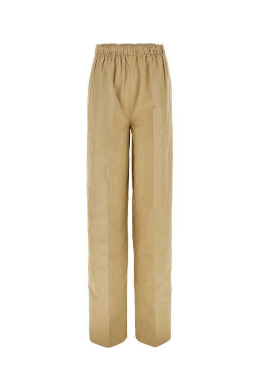 Prada Women Beige Cotton Wide-Leg Pant