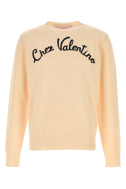 Valentino Garavani Men Cream Wool Sweater