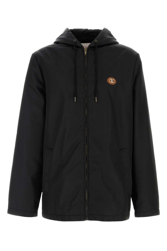 Valentino Garavani Men Black Nylon Windbreaker