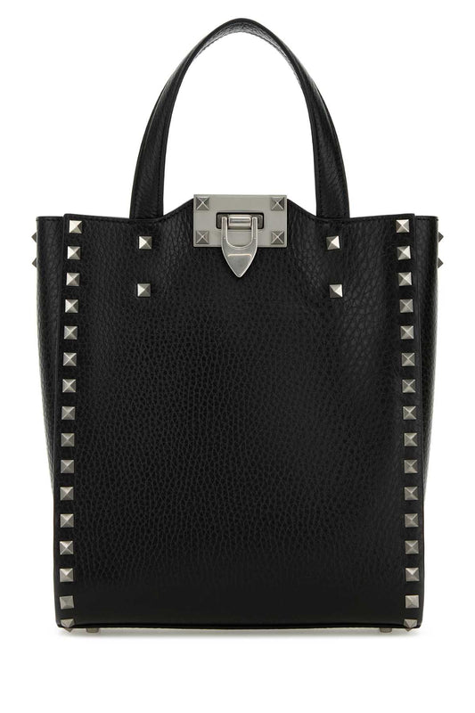 Valentino Garavani Men Black Leather Rockstud Handbag