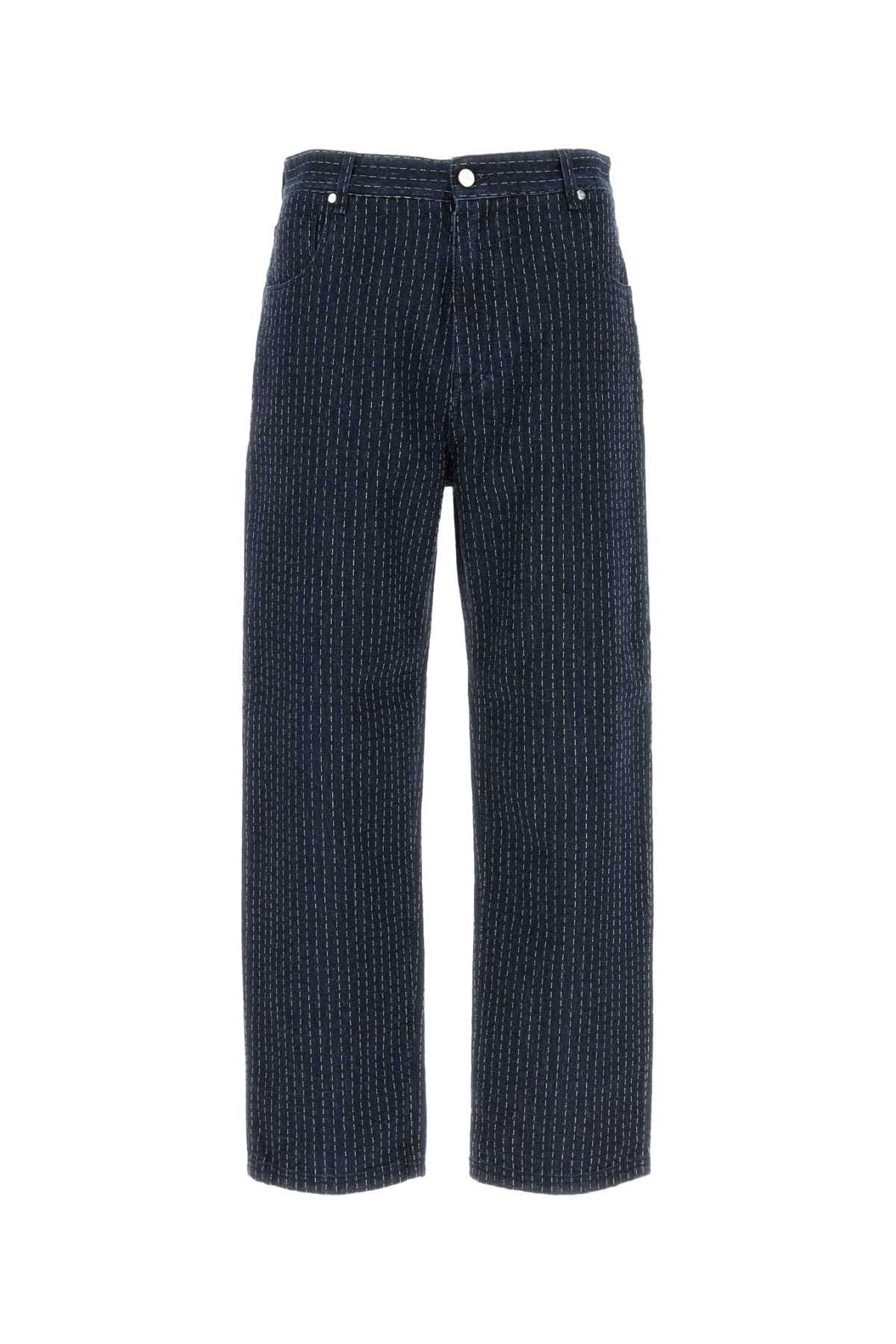 Fendi Men Embroidered Stretch Denim Jeans