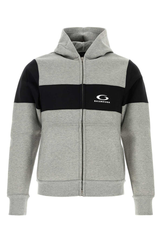 Balenciaga Men Melange Grey Cotton Sweatshirt
