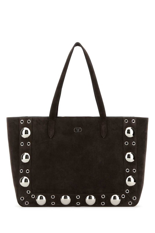 Valentino Garavani Women Brown Suede Nellcã´Te Shopping Bag