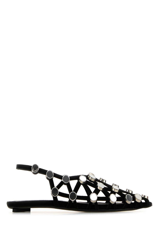 The Attico Women Black Suede Grid Ballerinas