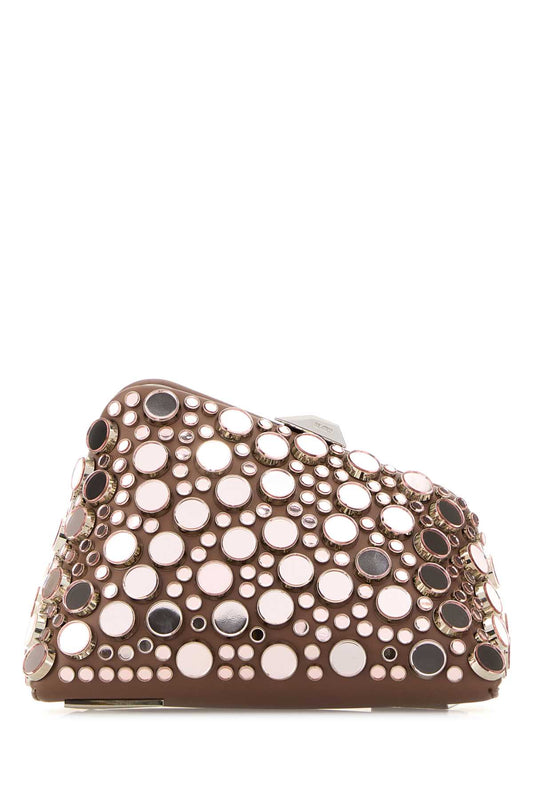 The Attico Women Embellished Leather Midnight Clutch