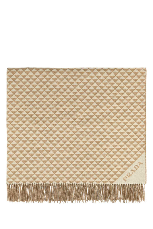Prada Unisex Embroidered Wool Blend Symbole Double Blanket