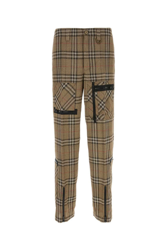 Burberry Men Embroidered Viscose Blend Cargo Pant