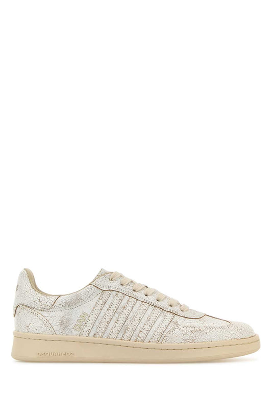 Dsquared Men White Leather Boxer Sneakers