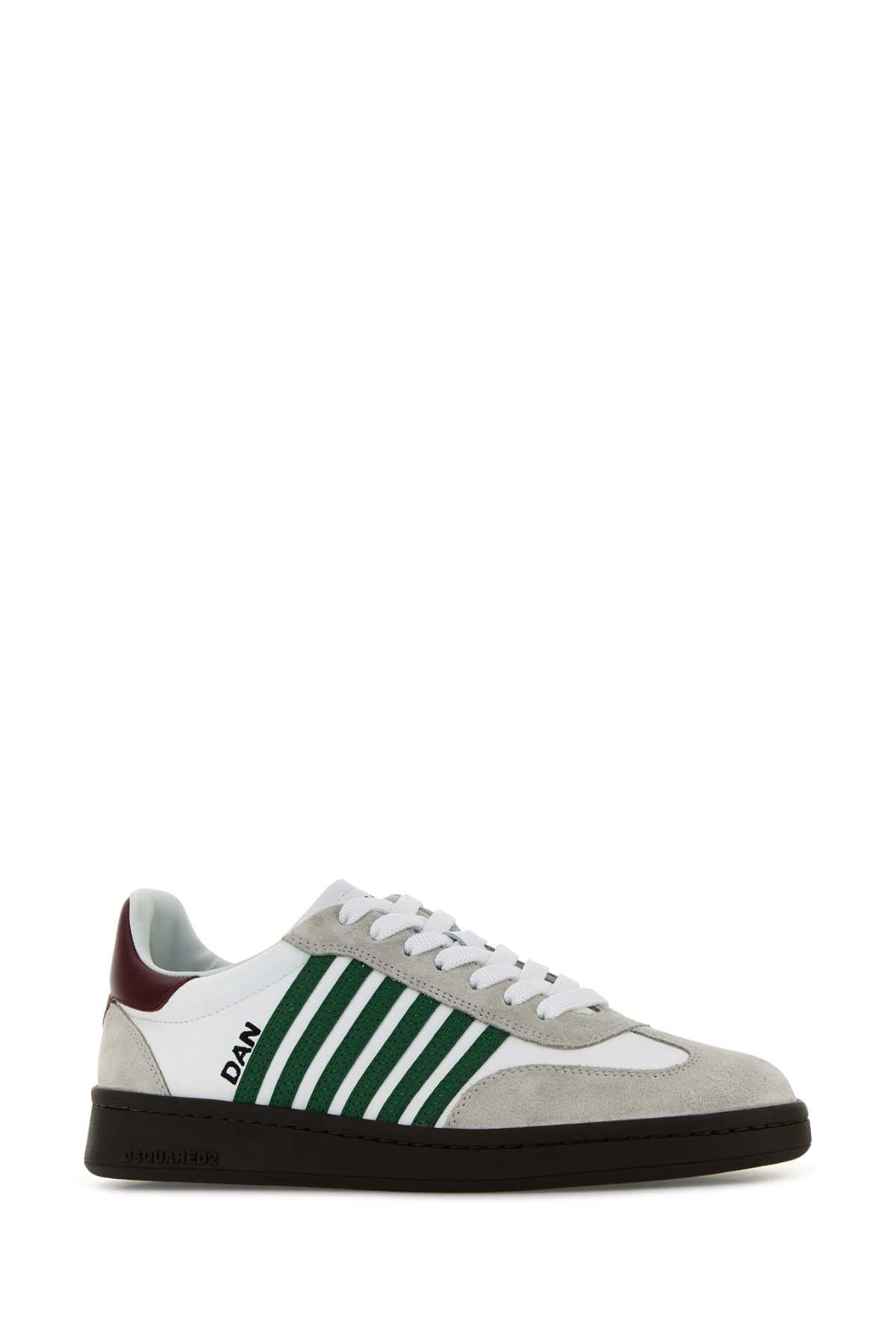 Dsquared Men White Leather Boxer Sneakers