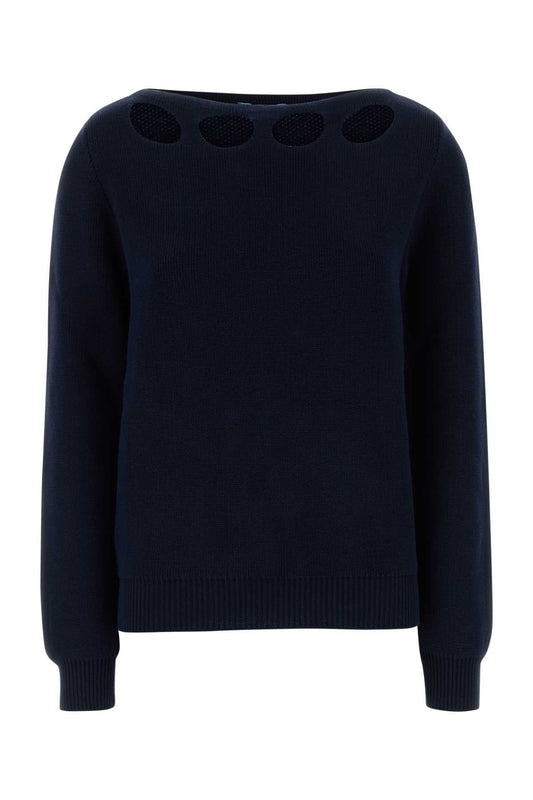 Prada Women Navy Blue Cotton Sweater