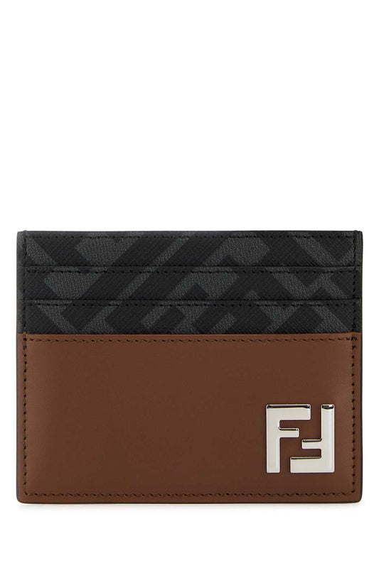 Fendi Men Multicolor Leather And Canvas Cardholder
