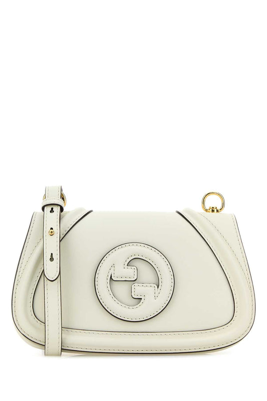 Gucci Women Ivory Leather Small Gucci Blondie Crossbody Bag