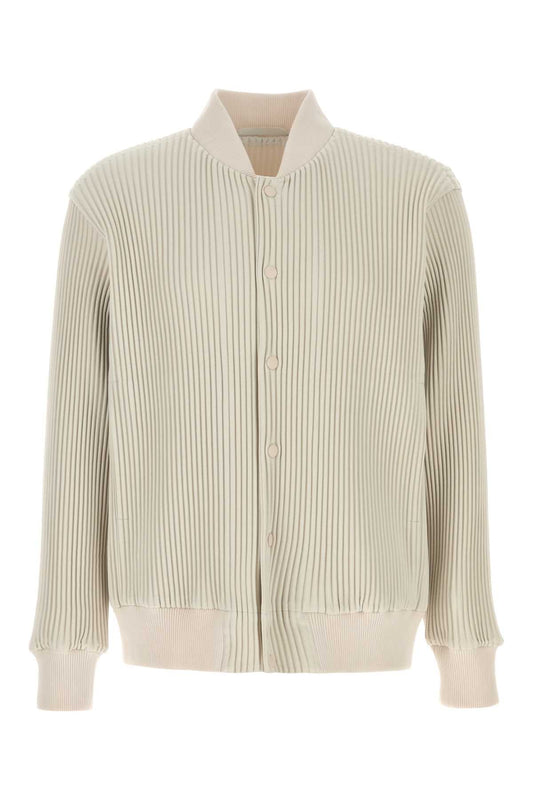 Homme Plisse' Issey Miyake Men Ivory Polyester Bomber Jacket