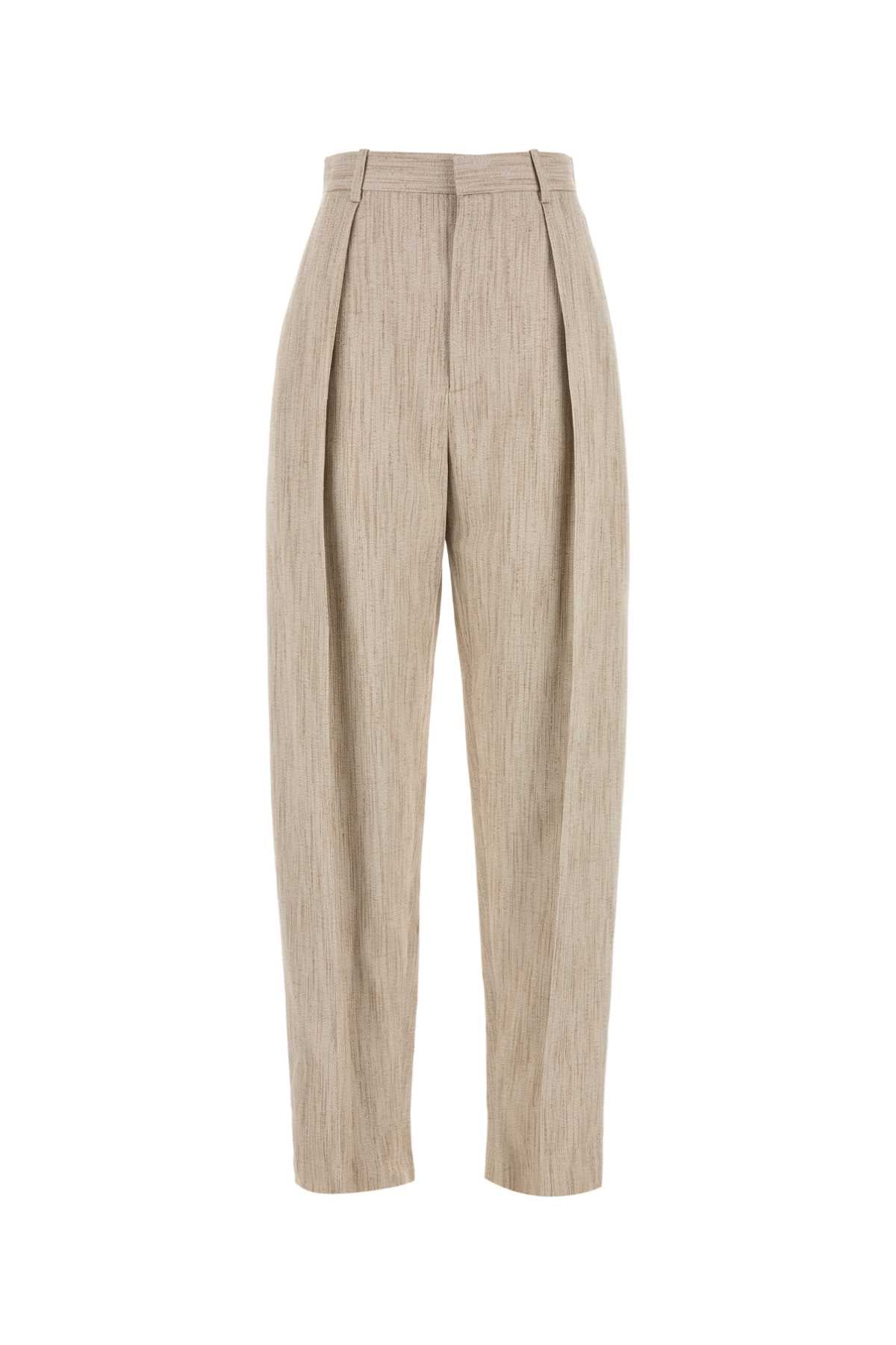 Bottega Veneta Women Melange Beige Viscosa Blend Pant