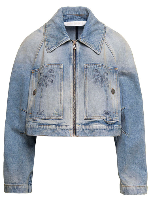 Palm Angels Women Paris Lw Cropped Denim Jacket