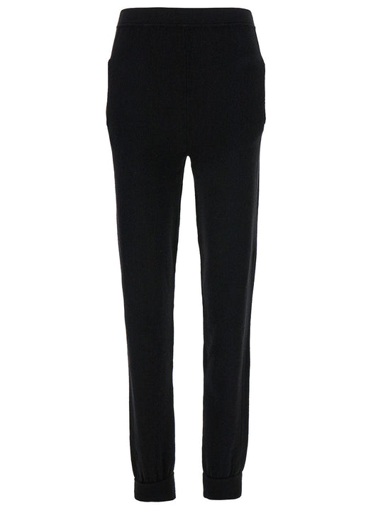 Saint Laurent Women Black High-Waisted Leggings With Pockets In Cashmere Woman