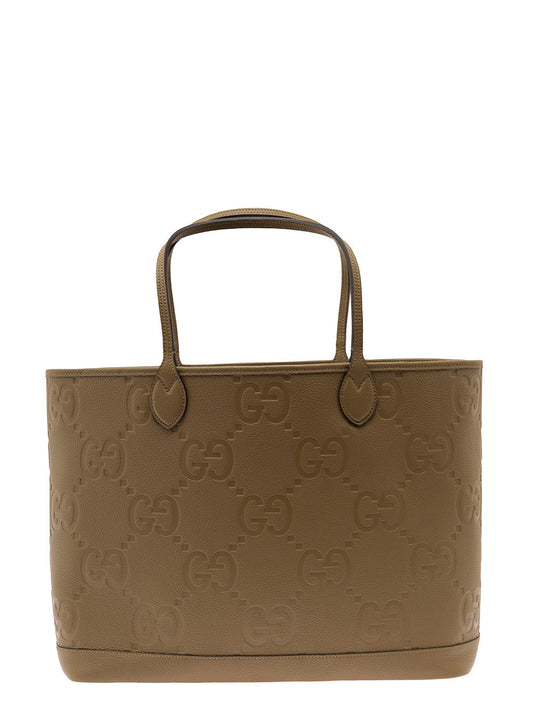 Gucci Men 'Jumbo' Beige Handbag With All-Over Logo In Leather Man