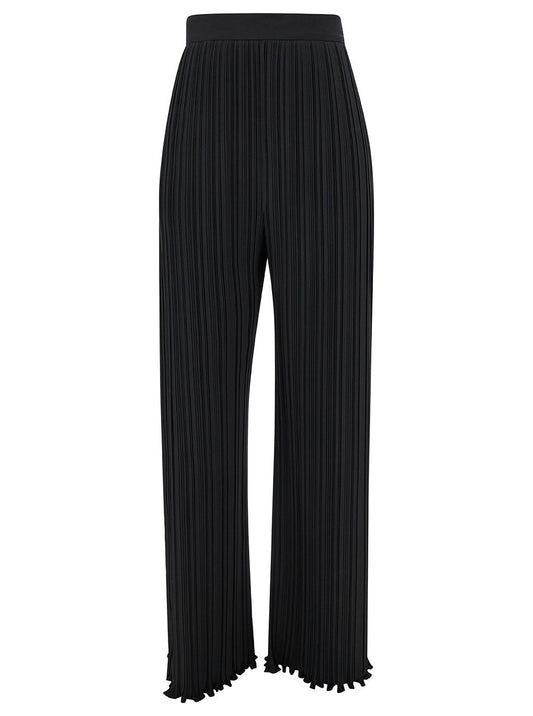 Lanvin Women Black Pleated Pants With Invisible Zip In Crêpe De Chine Woman