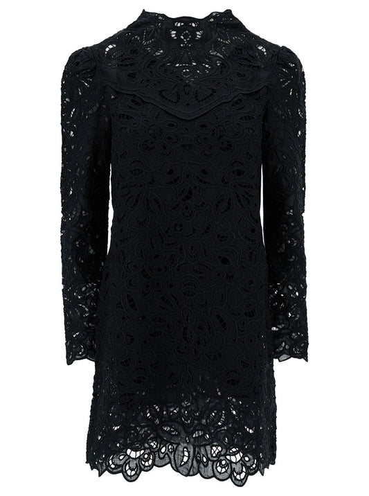 Isabel Marant Women 'Daphne' Mini Black Dress With Flower Embroidery In Guipure Woman