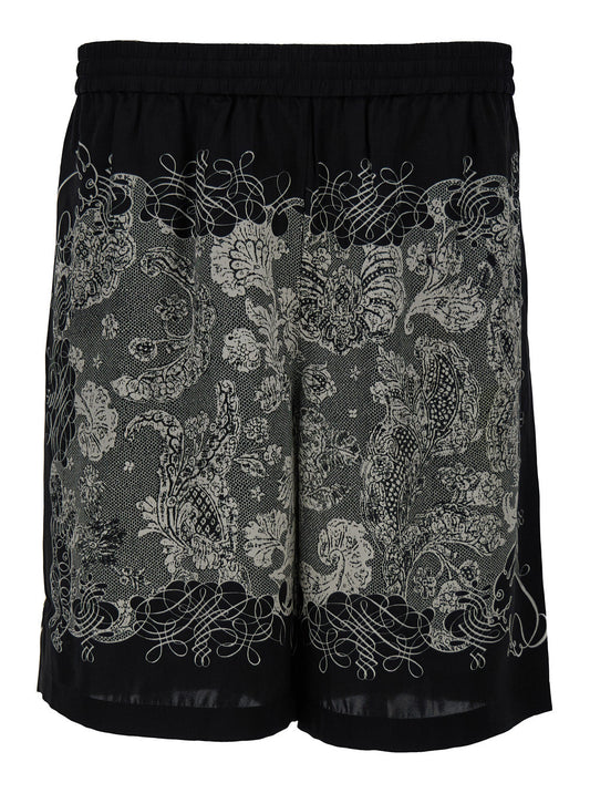 Acne Studios Men White & Black All-Over Graphic Print Sport Shorts In Viscose Man