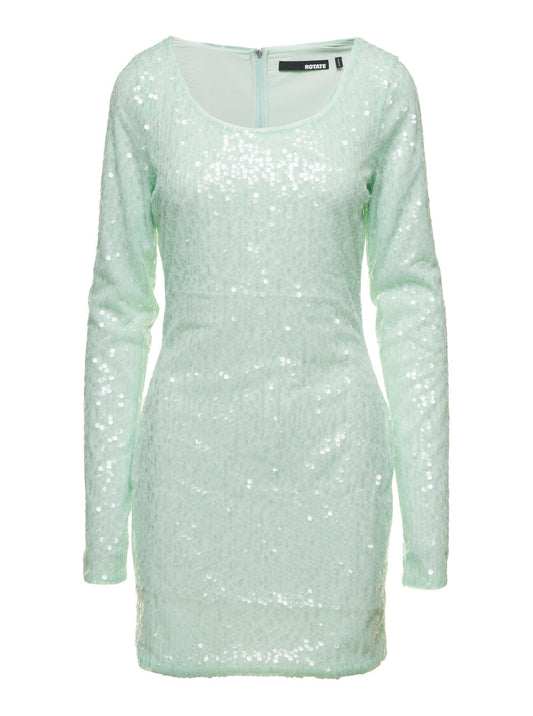 Rotate Women Mini Green Dress With All-Over Sequins In Recycled Fabric Woman