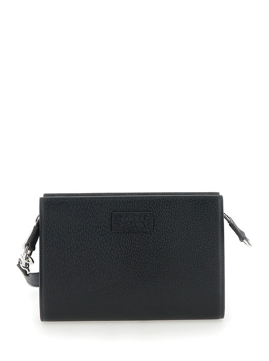 Gucci Men Super Mini Crossbody Bag With Logo Patch In Leather Man