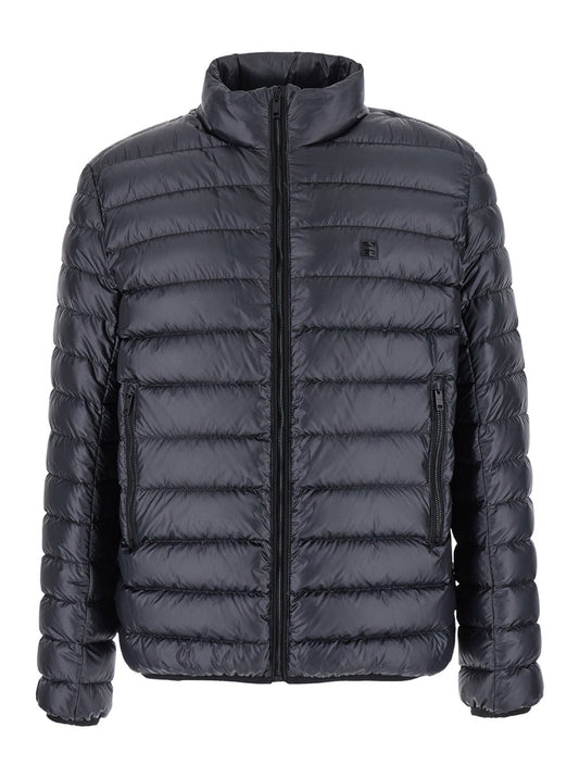Givenchy Men Black High Neck Down Jacket With Logo Detail In Tech Fabric Man