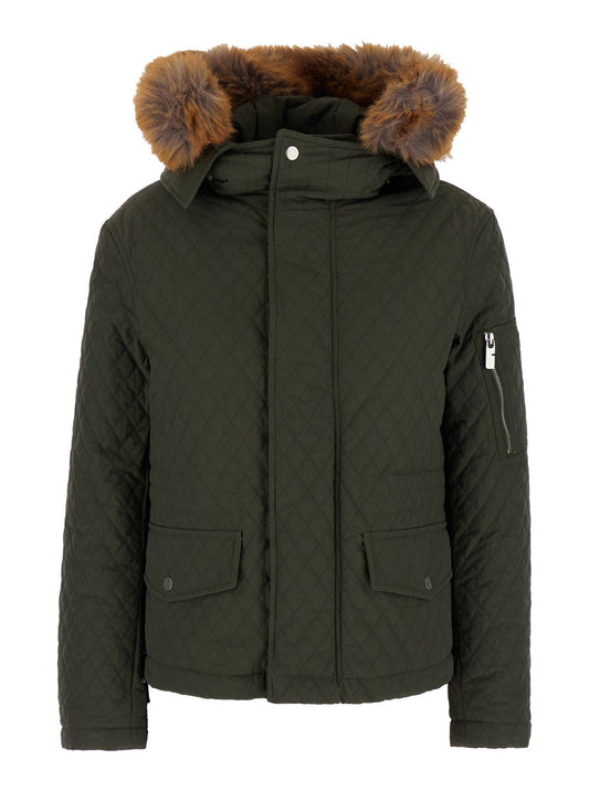 Burberry Women Green Quilted Jacket With Ekd Logo Detail In Cotton Blend Woman