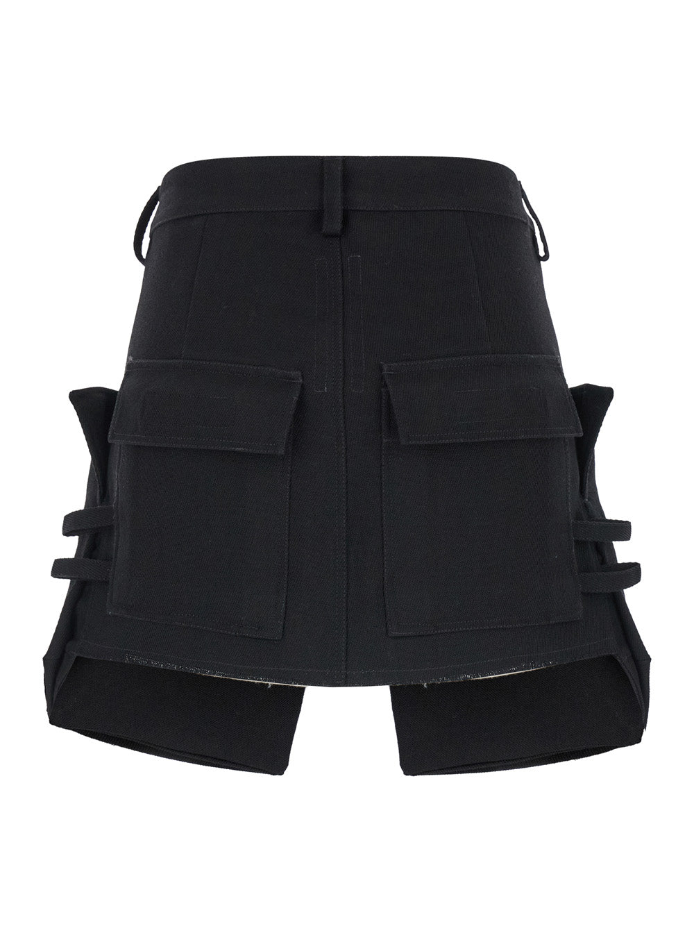 Rick Owens Women 'Stefan' Black Mini-Skirt With Patch Pockets In Wool Woman
