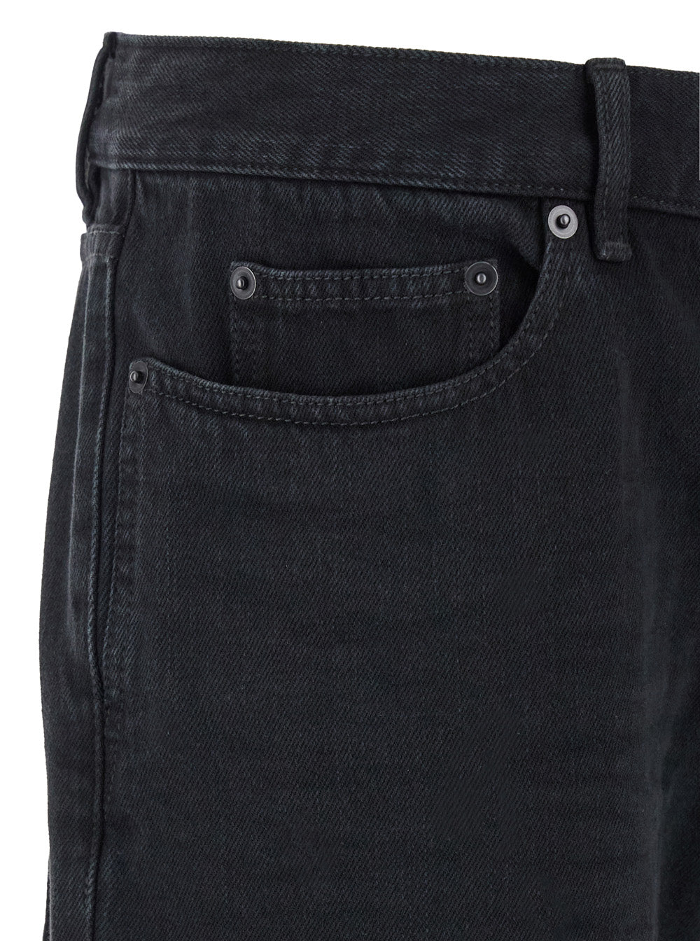 Saint Laurent Men Black Slim Jeans With Logo Patch In Denim Man