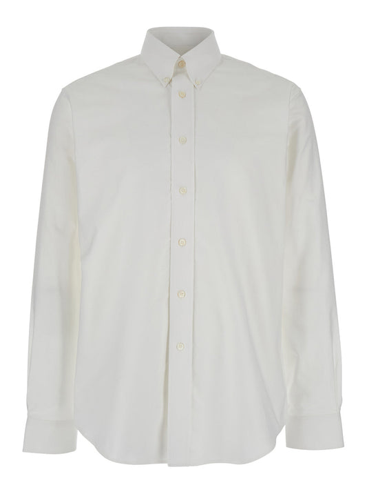 Givenchy Men White Shirt With Logo Embroidered On The Front In Cotton Man