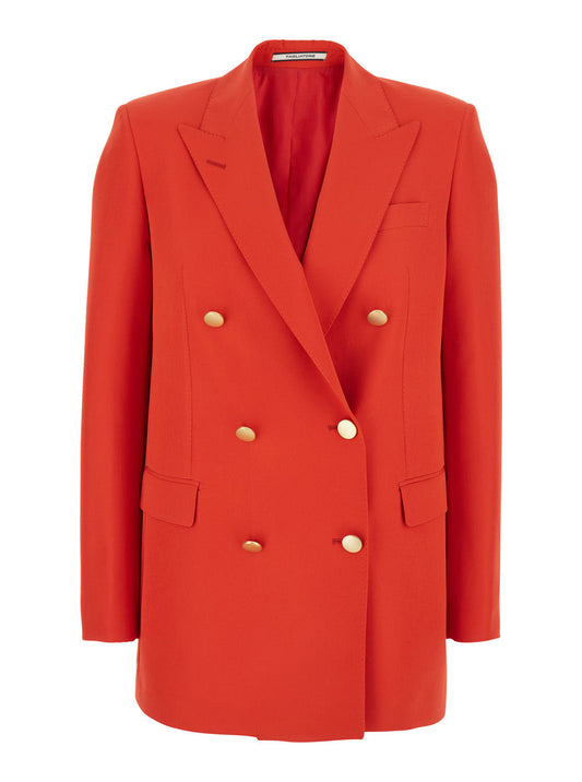 Tagliatore Women Red Double-Breasted Jacket With Classic Lapels In Tech Fabric Woman