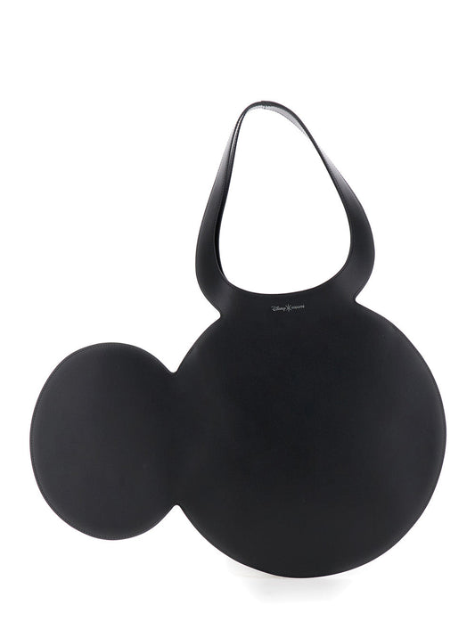 Coperni Women 'Mickey' Black Handbag With Cut-Out Handle And Logo Lettering On The Front In Leather Woman