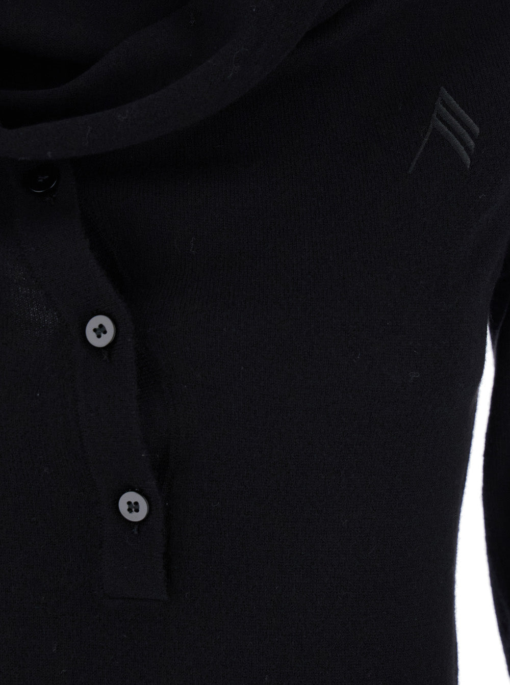 The Attico Women Black Mini Dress With Cowl Neck And Flared Sleeves In Wool And Cashmere Woman