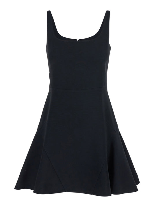 Givenchy Women Black Mini Dress With Flared Skirt And Square Neckline In Viscose Blend Stretch Woman