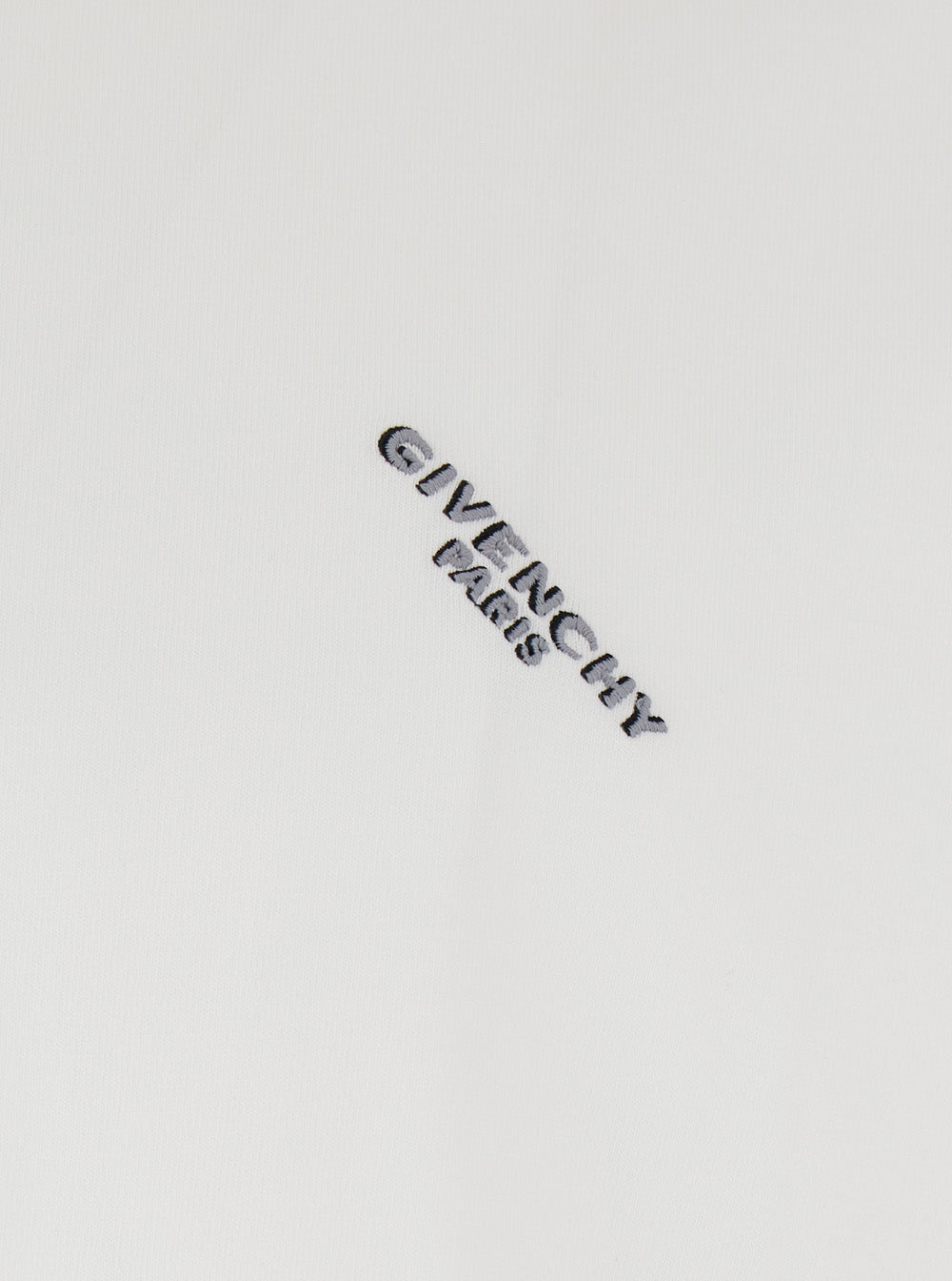 Givenchy Men White T-Shirt With Diagonal Embroidered Logo In Cotton Man