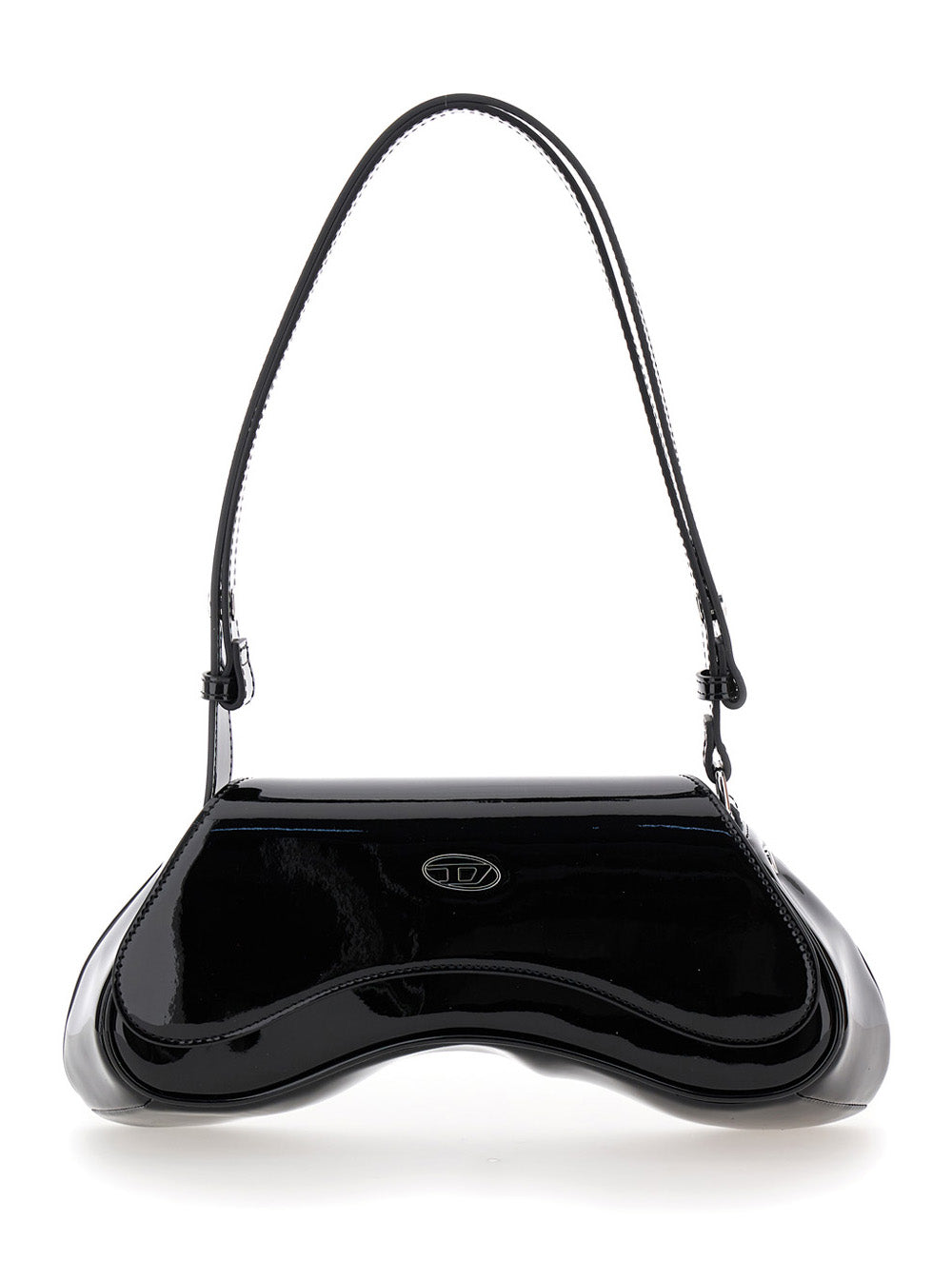 Diesel Women 'Play' Black Shoulder Bag With Logo Plaque In Tech Fabric For Women