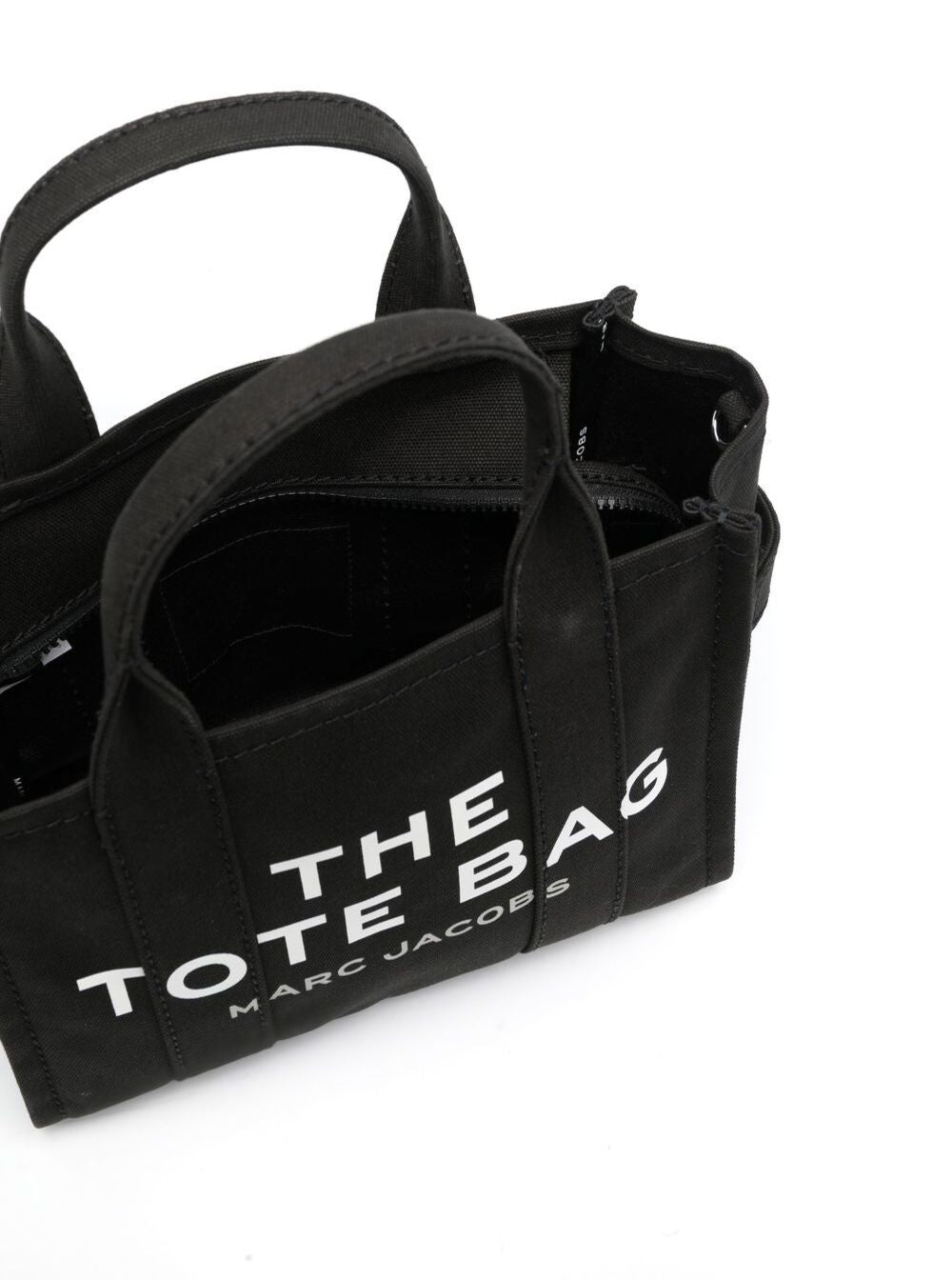 Marc Jacobs Women 'The Small Tote' Black Handbag With Logo Lettering On The Front In Cotton Women