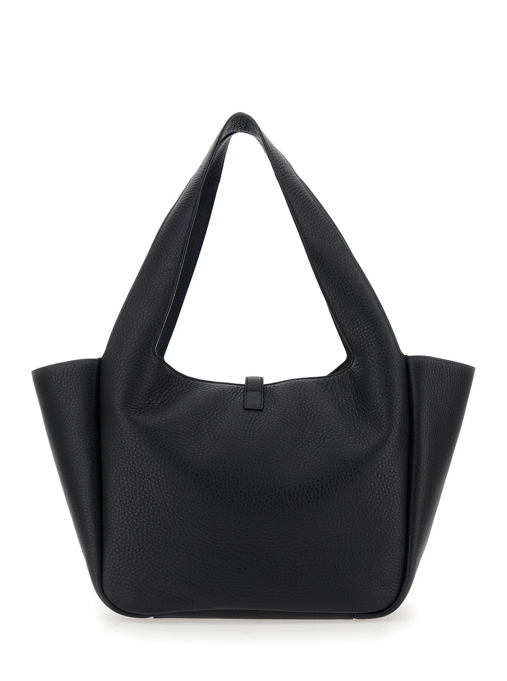 Saint Laurent Women Tote Bag With Two Top Handles And Hook Closure Cassandre In Grained Black Leather For Women
