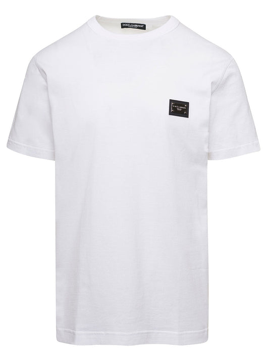 Dolce & Gabbana Men Crew Neck 'Logo' White T-Shirt With Tag For Men