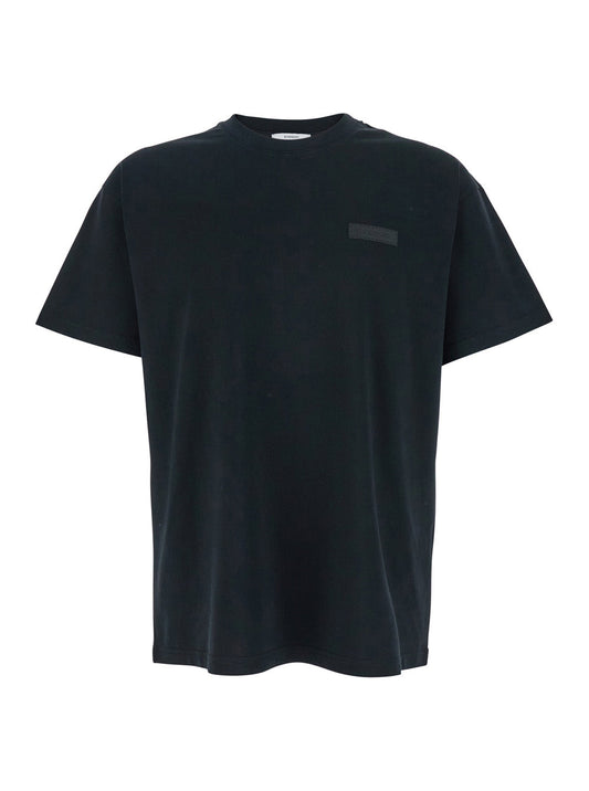 Givenchy Men Black T-Shirt With Logo Patch On The Front In Cotton For Men