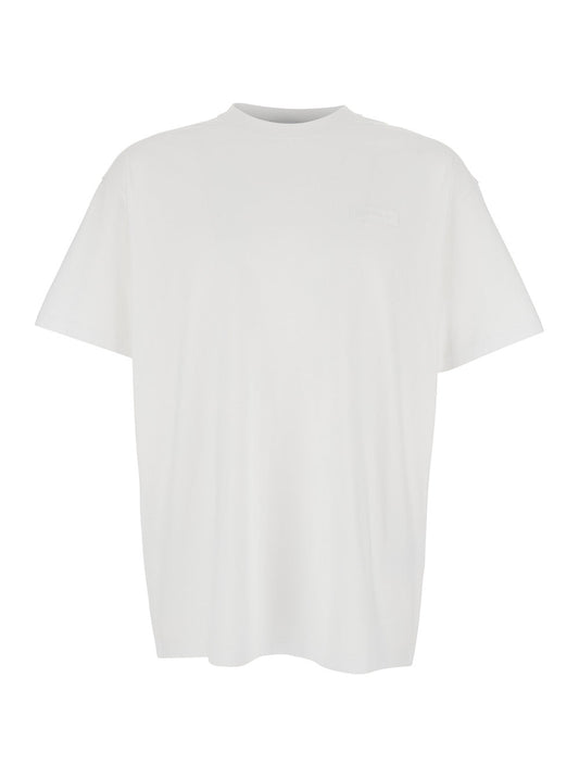 Givenchy Men White Crew Neck T-Shirt With Logo Patch On The Front In Cotton For Men