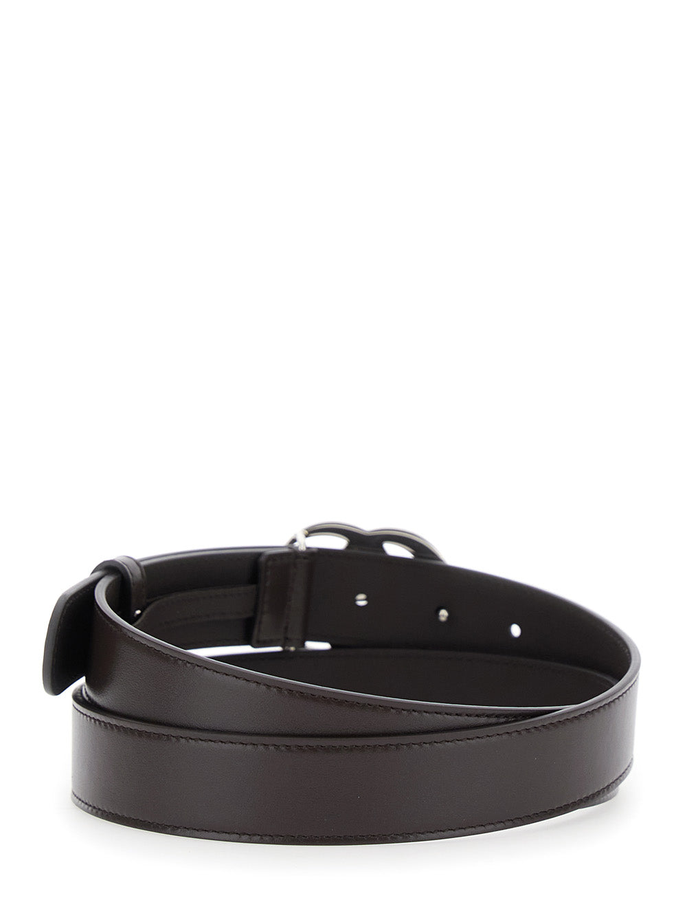 Gucci Men Brown Leather Belt With Gg Buckle For Men