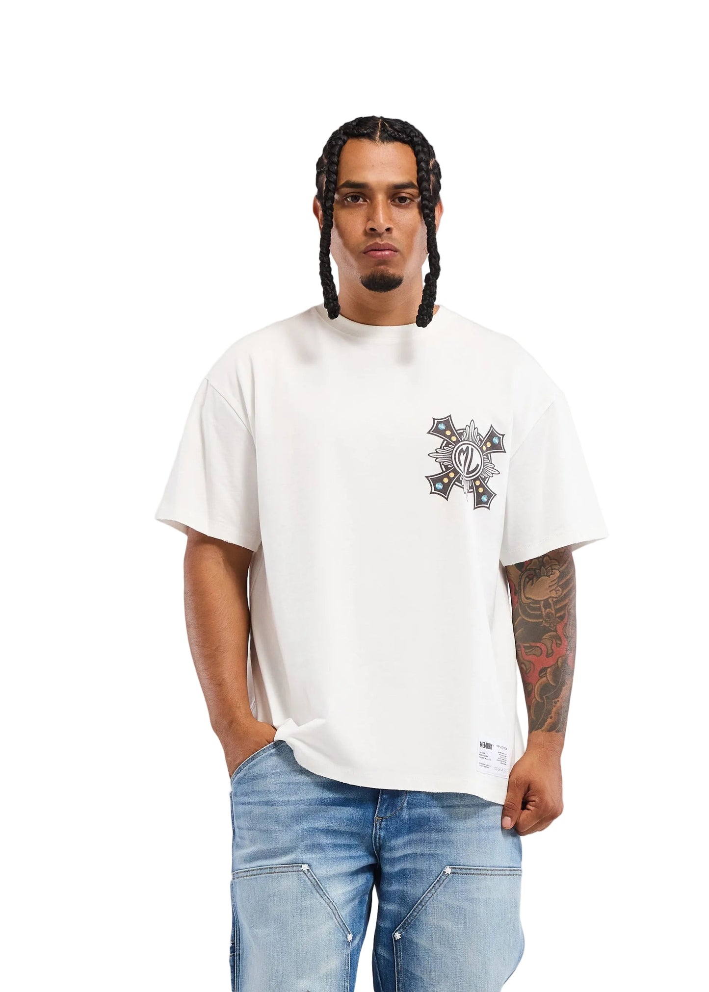 Memory Lane Cross Tee - White