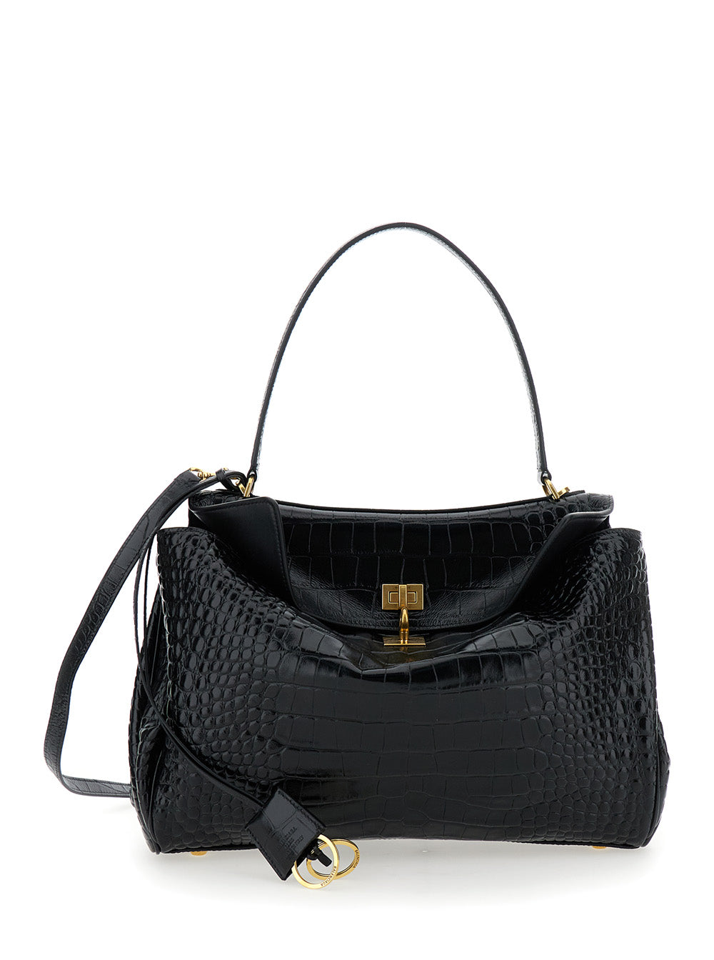 Balenciaga Women Handbag 'Rodeo' With Removable Shoulder Strap In Black Leather For Women