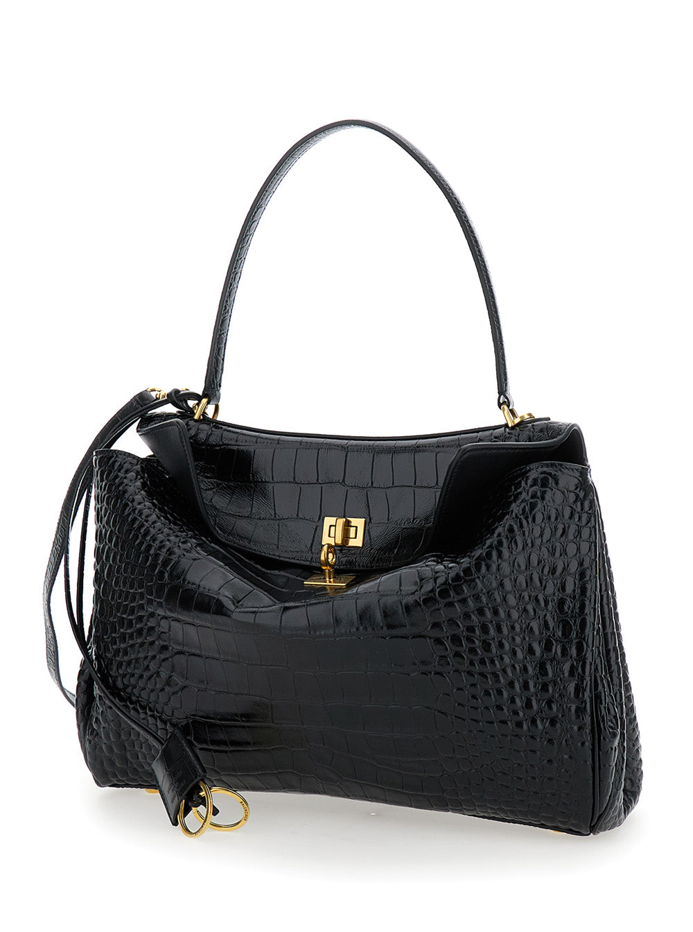 Balenciaga Women Handbag 'Rodeo' With Removable Shoulder Strap In Black Leather For Women