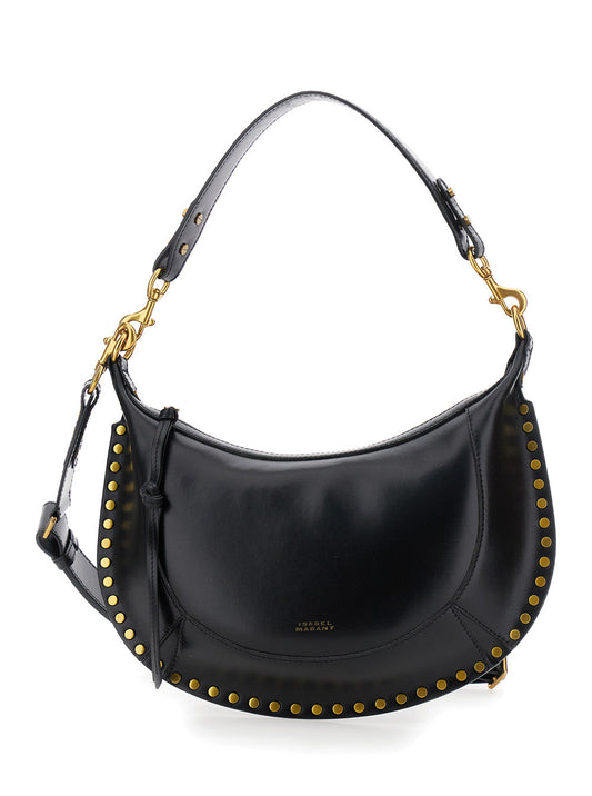 Isabel Marant Women Shoulder Bag 'Naoko' With Removable Strap And Logo Lettering Embossed On The Front In Black Leather For Women