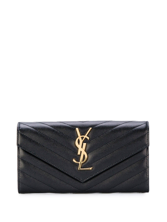 Saint Laurent Women Cassandre Matelassé Large Flap Wallet In Grain De Poudre Leather